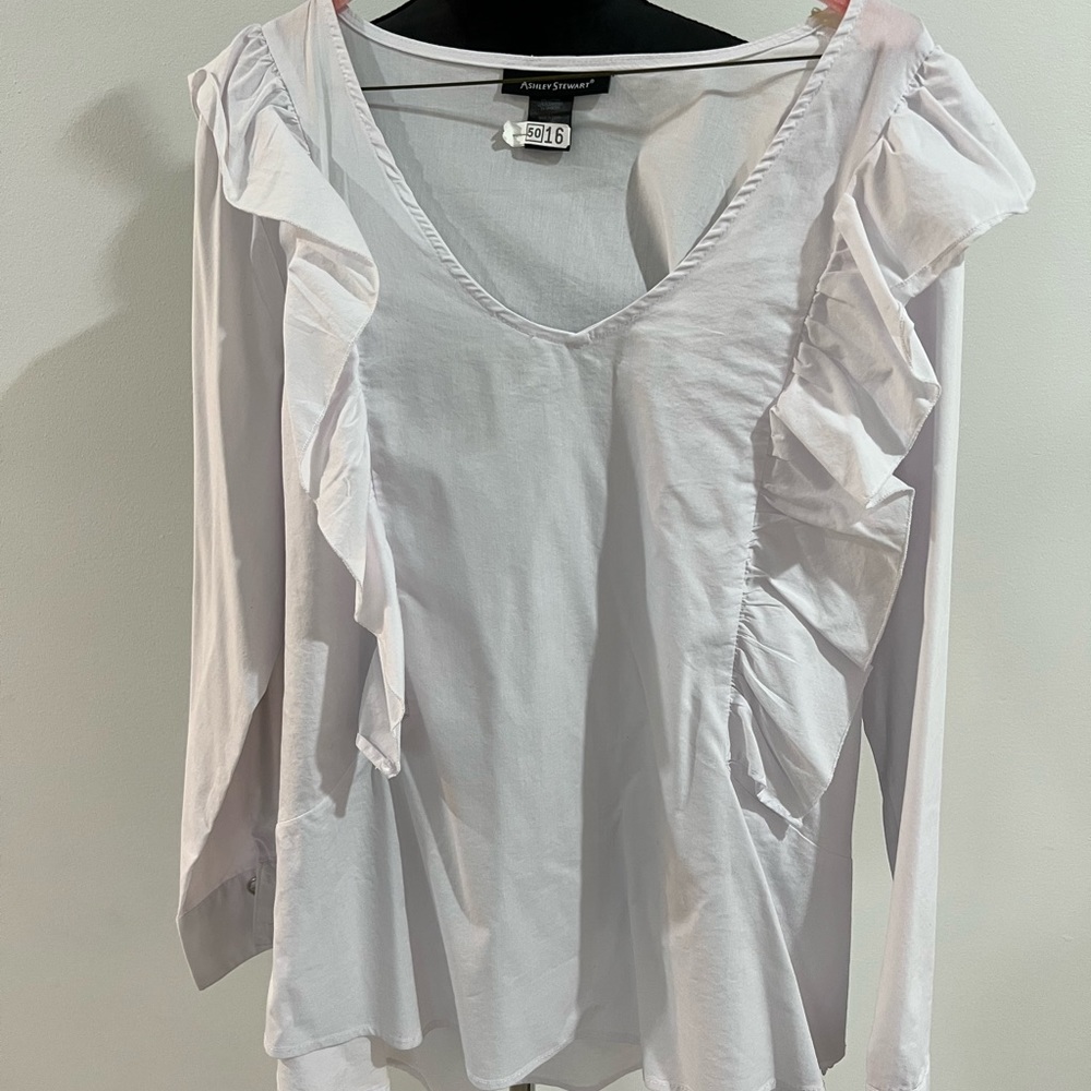 White Ruffle Blouse - Picture 3 of 10